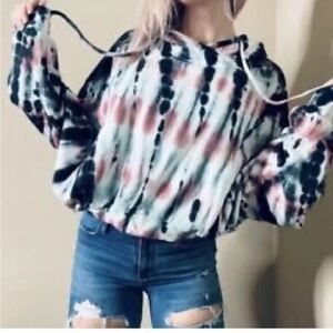 Young Fabulous & Broke tie dye Oversized Cropped Hoodie M/L